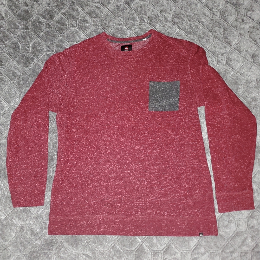 NWOT Quiksilver Maroon Pocket Crewneck Sweater XL - Lightweight - Soft - Cozy
